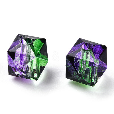 Two Tone Transparent Spray Painted Acrylic Beads ACRP-T005-26E-1