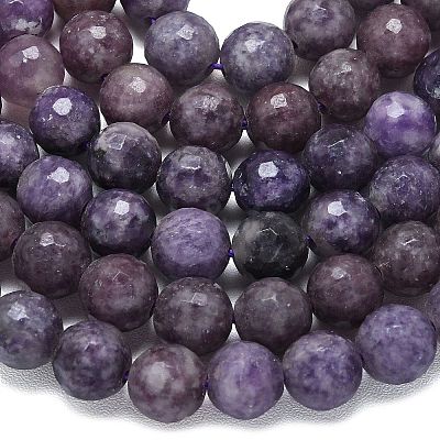 Natural Lepidolite/Purple Mica Beads Strands G-B165-A11-8mm-1