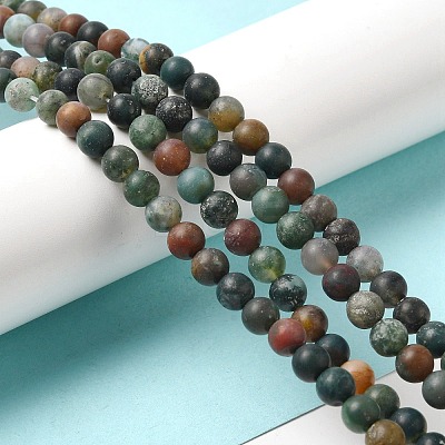 Natural Indian Agate Beads Strands G-Q462-6mm-08-1