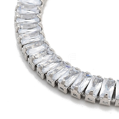 Brass Pave Clear Cubic Zirconia Rectangle Link Bracelets BJEW-B094-11A-P-1