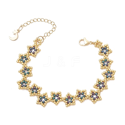 Star Glass Seed Beaded Bracelets BJEW-MZ00260-1