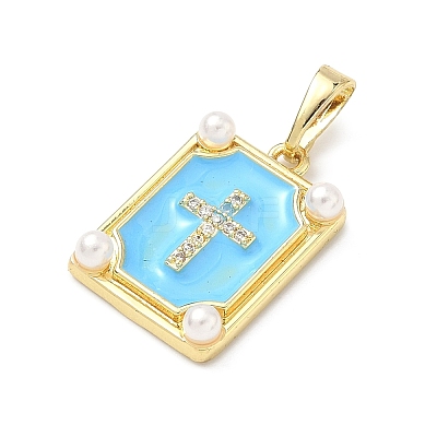 Brass Micro Pave Cubic Zirconia Pendants KK-H255-07G-02-1