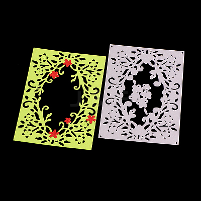 Rectangle with Flower Frame Carbon Steel Cutting Dies Stencils DIY-F028-33-1