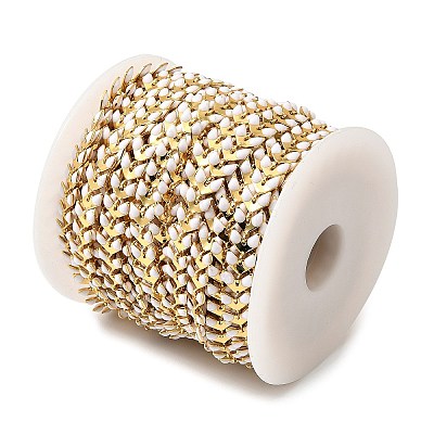 Brass Enamel Leaf Link Chains CHC-F021-02G-06-1