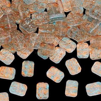 100Pcs Transparent Spray Painted Glass Beads GLAA-PA0001-60B-1