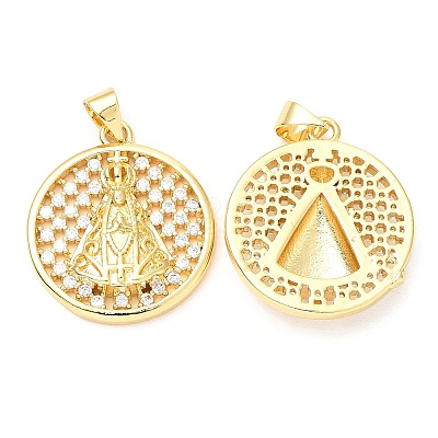 Rack Plating Brass Micro Pave Cubic Zirconia Pendants KK-A185-33G-1