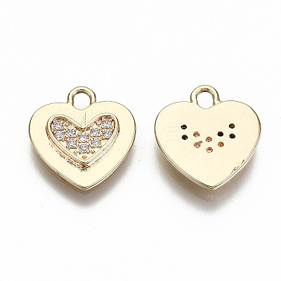 Brass Micro Pave Clear Cubic Zirconia Charms KK-S356-223G-NF-1