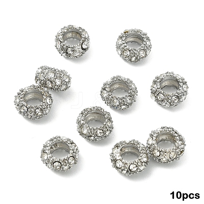 10Pcs Alloy Rhinestone European Beads CPDL-YW0001-02E-1