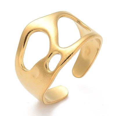 304 Stainless Steel Open Cuff Rings for Unisex RJEW-Q003-03G-1