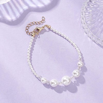 Round Natural Cultured Freshwater Pearl & Glass Beaded Bracelets & Necklaces & Dangle Earrings Sets SJEW-JS01366-1