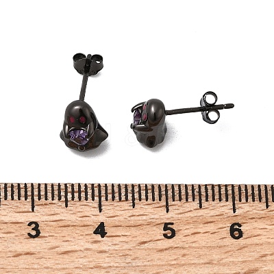 Halloween 925 Sterling Silver Cubic Zirconia Stud Earrings EJEW-P327-01B-B-1