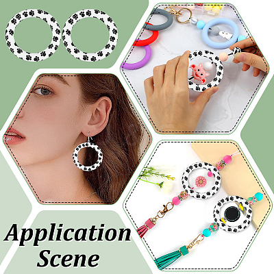 10Pcs Food Grade Eco-Friendly Silicone Pendants SIL-ME0001-03-1