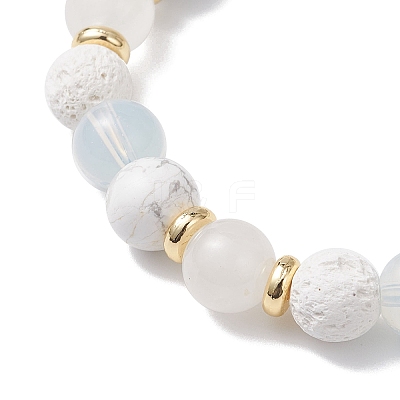 Natural & Synthetic Mixed Gemstone Round Beads Stretch Bracelets for Women BJEW-JB12631-03-1