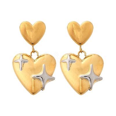304 Stainless Steel Dangle Stud Earrings EJEW-V016-12G-1