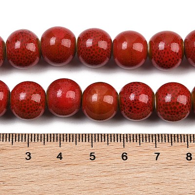 Handmade Fancy Antique Glazed Porcelain Ceramic Round Beads Strands PORC-L019-13mm-08-1