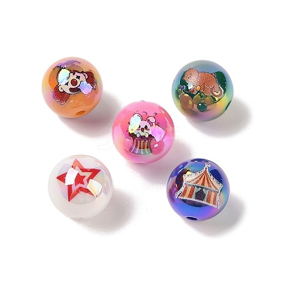 10Pcs UV Plating Colours Acrylic Beads OACR-S146-01J-1