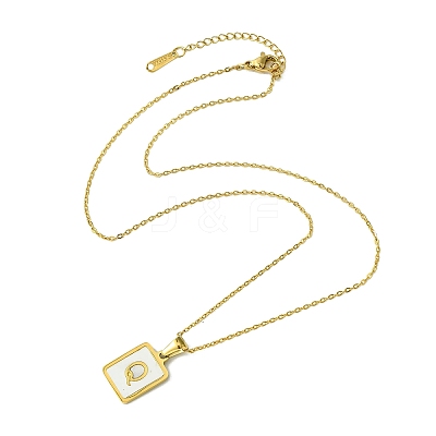 Ion Plating(IP) Rectangle with Initial Letter 304 Stainless Steel Pendant Necklace NJEW-R265-04G-Q-1
