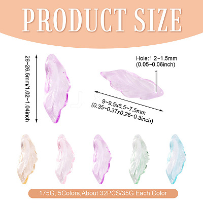 175G 5 Colors Baking Paint Transparent Glass Pendants DGLA-TA0001-40-1