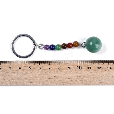 Natural Green Aventurine Round Beaded Keychain G-H076-01P-04-1