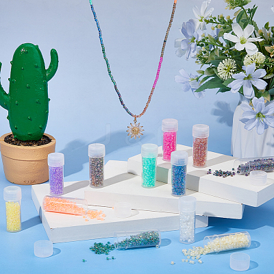 120G 12 Colors Glass Seed Beads SEED-DC0001-24-1