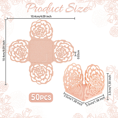 50Pcs Rose Flower Window Paper Candy Packaging Boxes CON-OC0001-78B-1