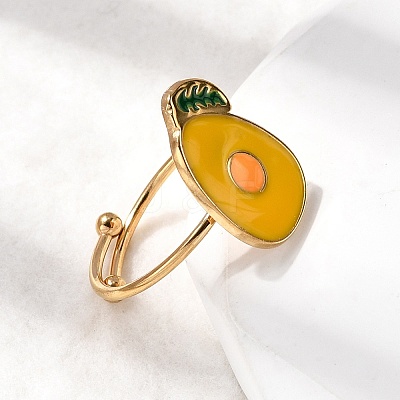 Adjustable 304 Stainless Steel Enamel Cuff Rings for Women LS-RJEW-B152-01G-03-1