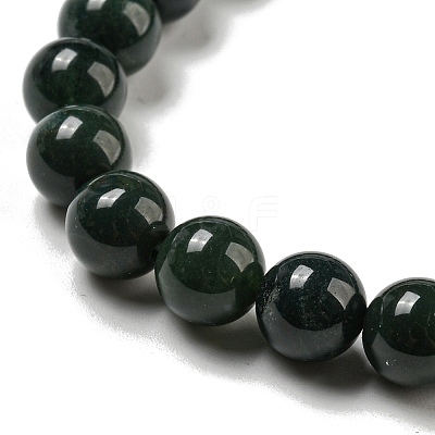 8.5mm Round Natural Moss Agate Beaded Stretch Bracelets BJEW-C074-01P-1