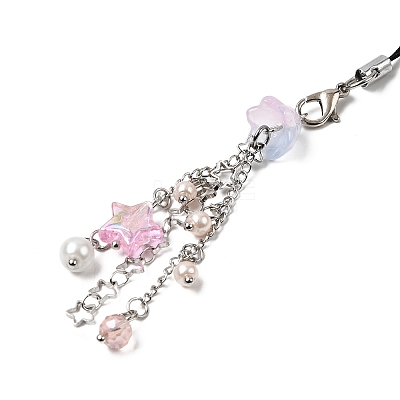 Glass & Acrylic Mobile Straps HJEW-SW00079-04-1