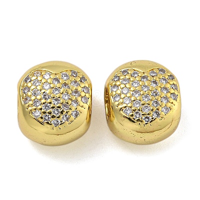Brass Micro Pave Cubic Zirconia European Beads KK-I718-43G-1