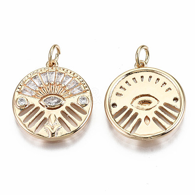 Brass Micro Pave Clear Cubic Zirconia Pendants KK-S356-226G-NF-1