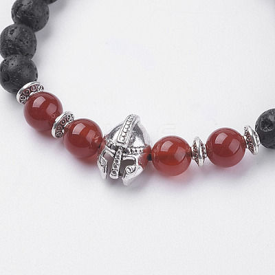 Natural Lava Rock Beads Stretch Bracelets BJEW-I241-16E-1