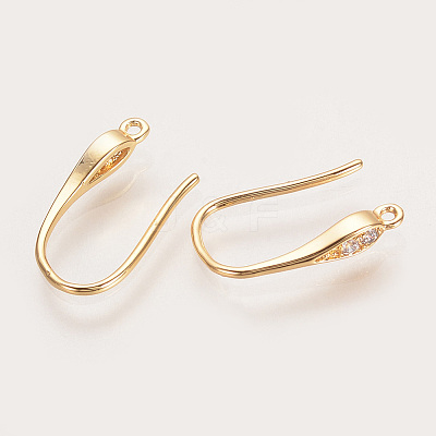 Brass Cubic Zirconia Earring Hooks LS-KK-S336-41G-1