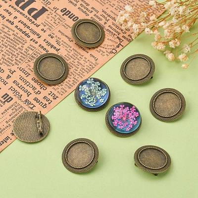 Vintage Alloy Brooch Cabochon Bezel Settings PALLOY-O038-20AB-NF-1