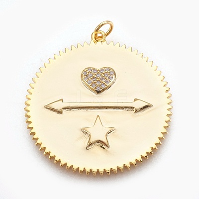 Brass Micro Pave Cubic Zirconia Pendants X-ZIRC-O026-25G-NR-1
