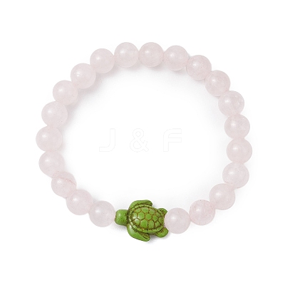 Natural Rose Quartz Beaded Stretch Bracelets for Women BJEW-JB11095-06-1