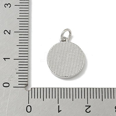 Brass Pave Natural Shell Flat Round with Letter Charms KK-Z115-13P-T-1