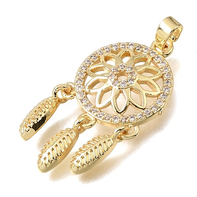Brass Micro Pave Clear Cubic Zirconia Pendants KK-C263-26B-G-1