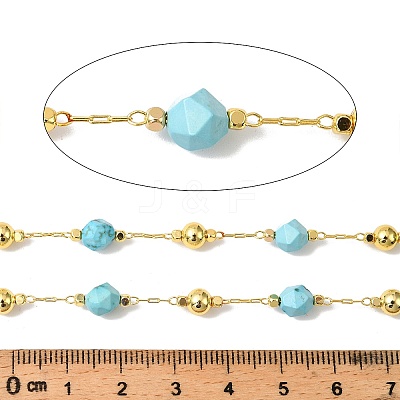 Handmade Synthetic Turquoise Faceted Round Beaded Chains CHC-F021-01G-10-1