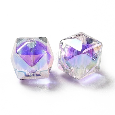 Two Tone UV Plating Rainbow Iridescent Acrylic Beads LS-TACR-D010-02G-1