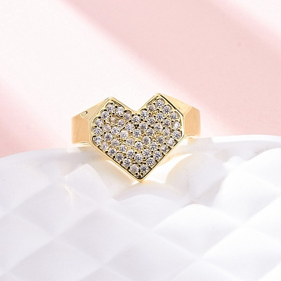 Brass Micro Pave Cubic Zirconia Adjustable Cuff Rings for Women RJEW-U053-09G-1