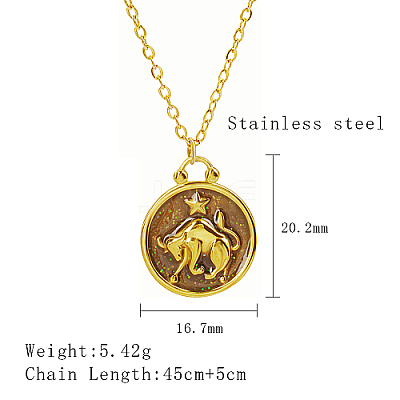 304 Stainless Steel Enamel Constellation Pendant Necklaces DJ0261-10-1-1