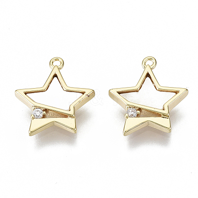 Brass Micro Pave Cubic Zirconia Charms KK-N232-51-NF-1