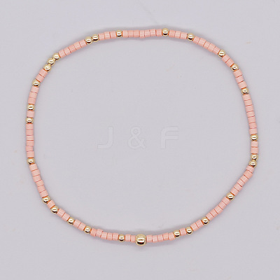 Bohemian Style Rainbow Glass & Brass Beaded Handmade Fashion Women's Bracelet QD2599-8-1