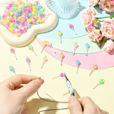 100Pcs Acrylic & Glass Pendants PALLOY-CJ00180-1