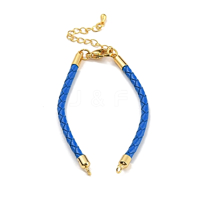 Leather Braided Cord Link Bracelets MAK-K022-01G-14-1