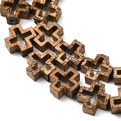 Electroplated Natural Lava Rock Beads Strands G-K388-02J-1