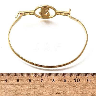 201 Stainless Steel Flat Round Link Bangles for Women LS-BJEW-R014-01G-05-1