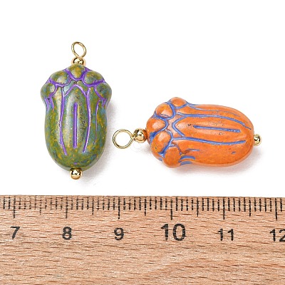 Baking Paint & Golden Metal Enlaced Glass Pendants GL-CBA010C-13G-1