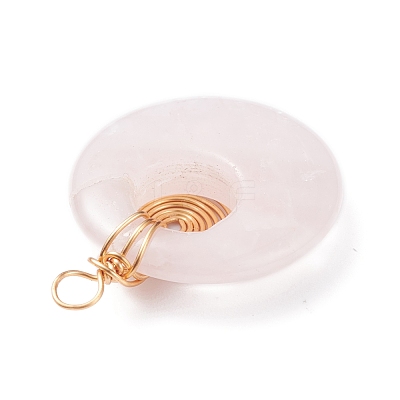 Natural Rose Quartz Pendants PALLOY-JF01289-1