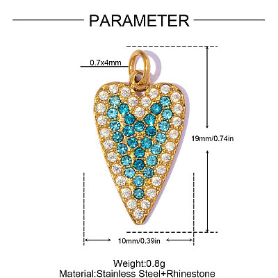 304 Stainless Steel with Rhinestone Pendants RB-A26-06-02-34G-02-1